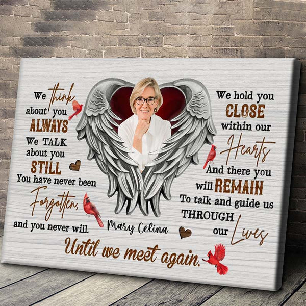 Custom Photo Personalized Canvas Wall - Until We Meet Again - Angel's Wings Memorial Gifts For Loss