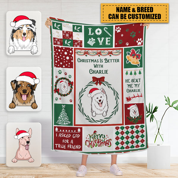 Personalized Custom Fleece Flannel Blanket Christmas Blanket Gifts For Pet Lovers