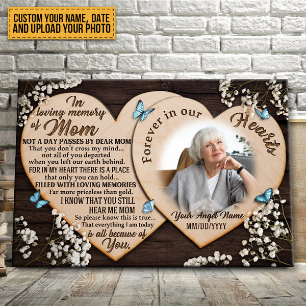 Custom Photo Personalized Sympathy Gifts For Loss Of Mother Remembrance Mother In Heaven Poem Canvas