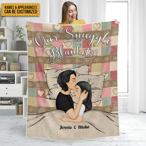 Our Snuggle Couple Blanket - Personalized Customized Blanket - Gift For Wife Husband Boyfriend Girlfriend