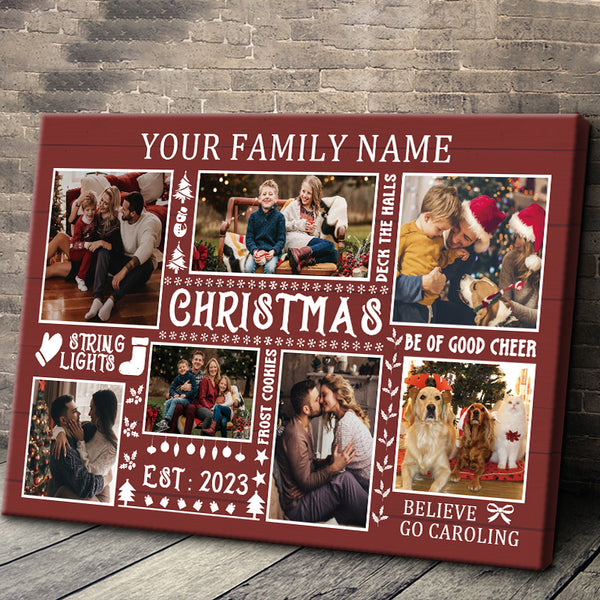 Custom Photo Personalized Canvas Wall Art Christmas Decor Sign Christmas Gifts For Family