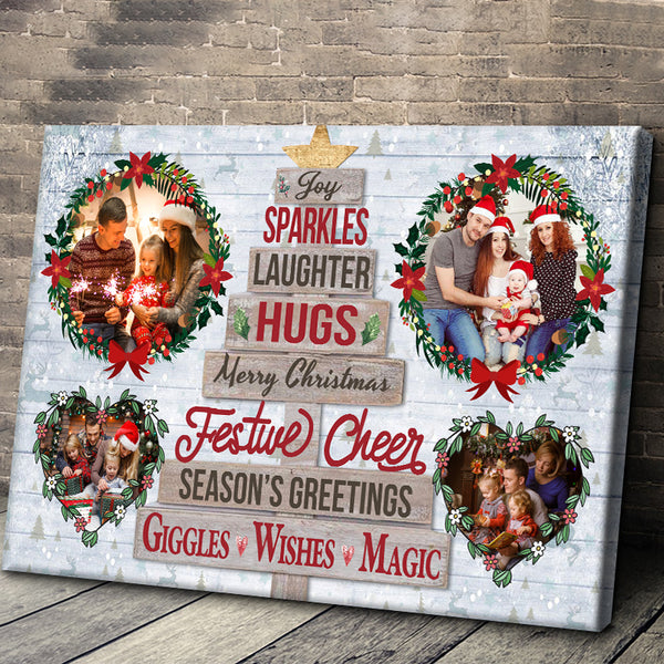 Custom Photo Personalized Christmas Canvas Wall Art Christmas Living Room Decorating Ideas Family Photo Canvas Print