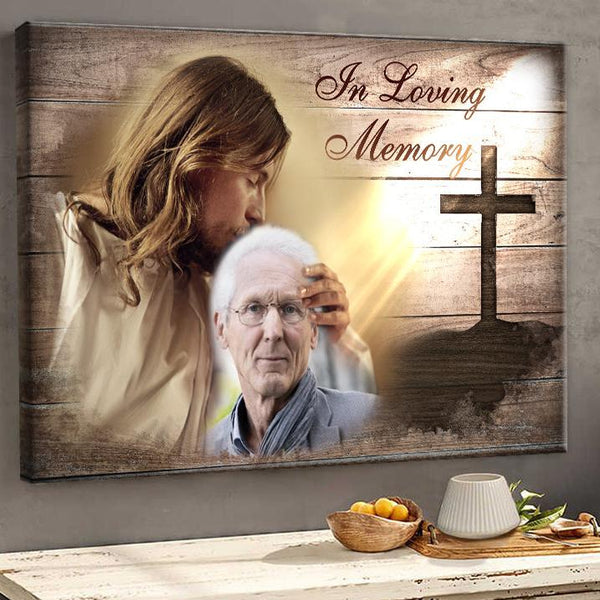 Custom Photo Personalized Canvas With Jesus, Loss Of Mother, Memorial Portrait Painting