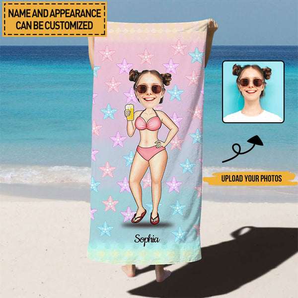 Custom Photo Personalized Beach Towel - Special Gift For Besties, Family