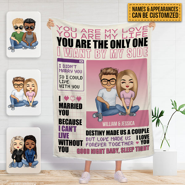Personalized Fleece Blanket - I Married You Because I Can't Live Without You - Gift For Couples