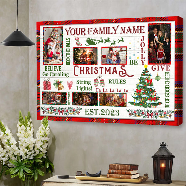 Personalized Canvas Christmas Decor Sign, Welcome Home, Christmas Gift For Family