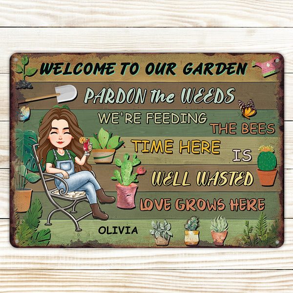 Welcome To Our Garden - Metal Sign - Gift For Garden Lovers Personalized Custom Garden Metal Sign