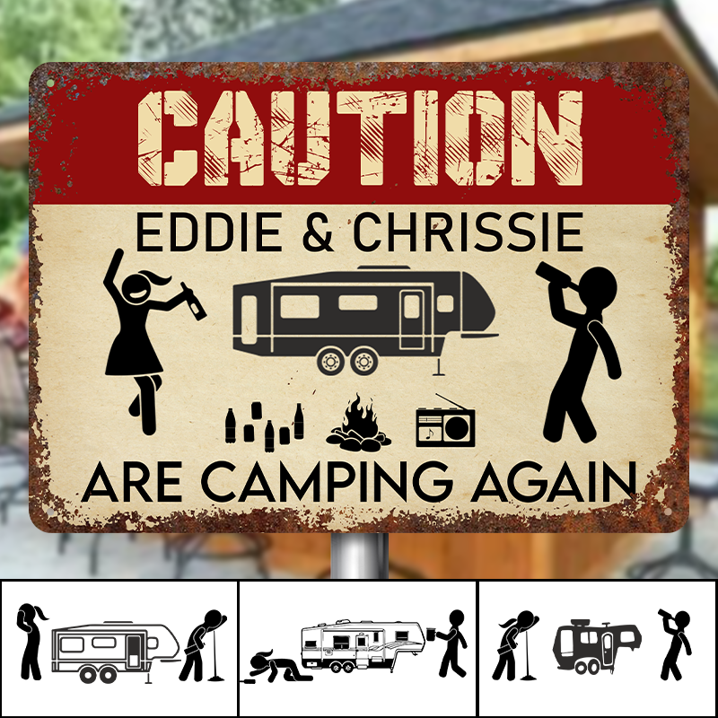 Caution For Campers - Personalized Custom Classic Camping Metal Signs ...