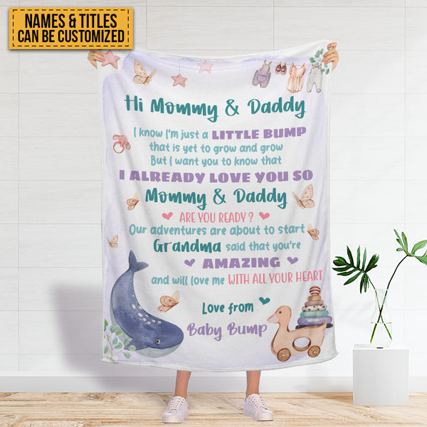 Our Adventures Are About To Start - Baby Blanket - Baby Shower Gift, Gift For First Mom Personalized Blanket