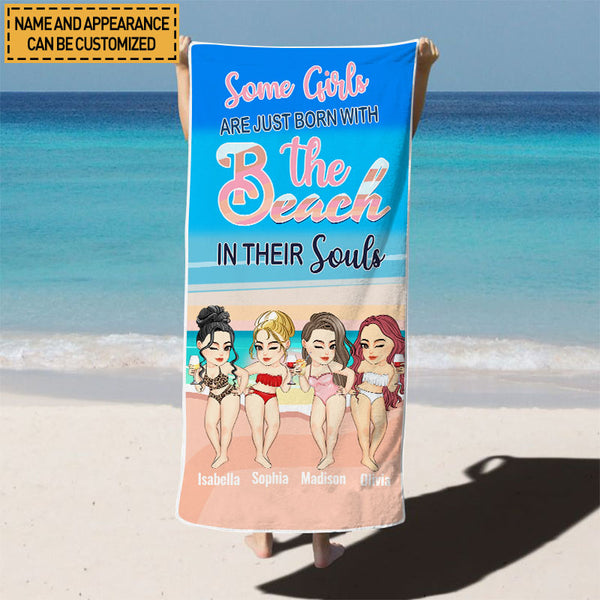 Personalized Custom Beach Towel Birthday Summer Gift For Beach Lovers, Besties, Soul Sisters, Sistas