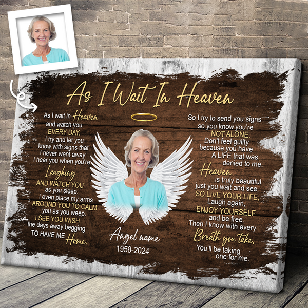 As I Wait In Heaven - Memorial Gifts - Personalized Canvas Prints