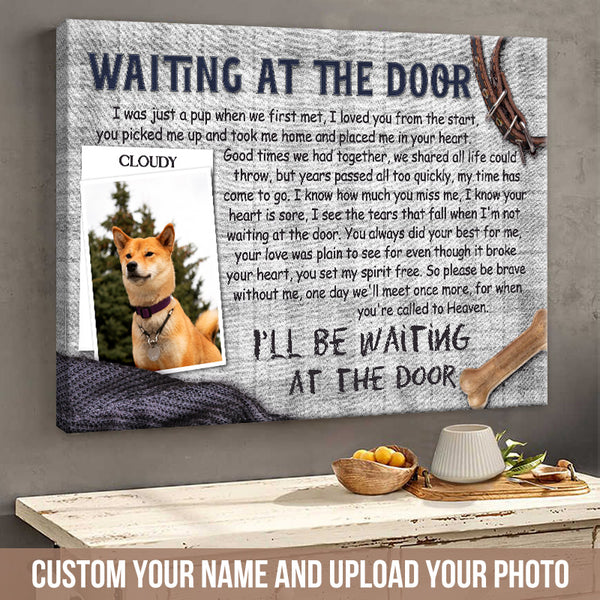 Custom Photo Personalized Canvas Wall Art, Waiting At The Door Canvas Print Dog Loss Gifts, Pet Memorial Gifts, Dog Sympathy