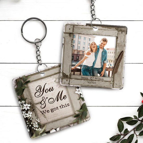 Custom Photo - God Knew My Heart Needed You - Couple keychain - Personalized Custom Keychain