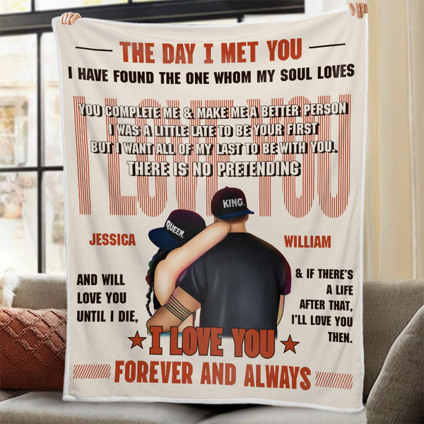 The Day I Met You - Couple Blanket - Gifts For Couple - Personalized Custom Fleece Flannel Blanket