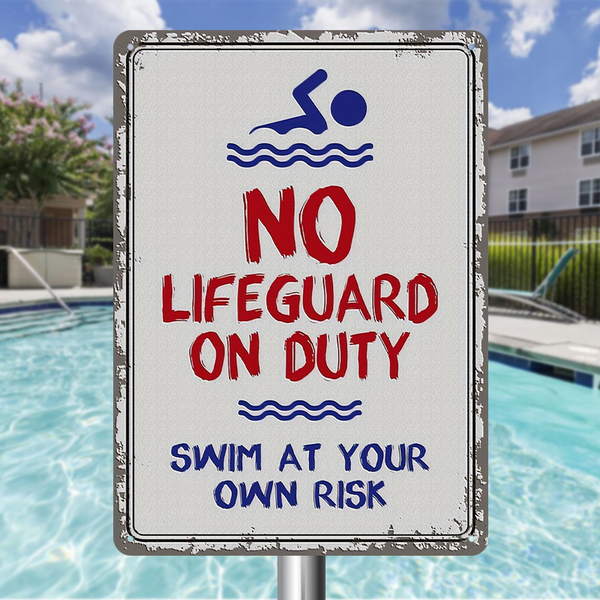 Swimming Pool Warning Sign Swim At Your Own Risk Metal Sign Poolside Sign