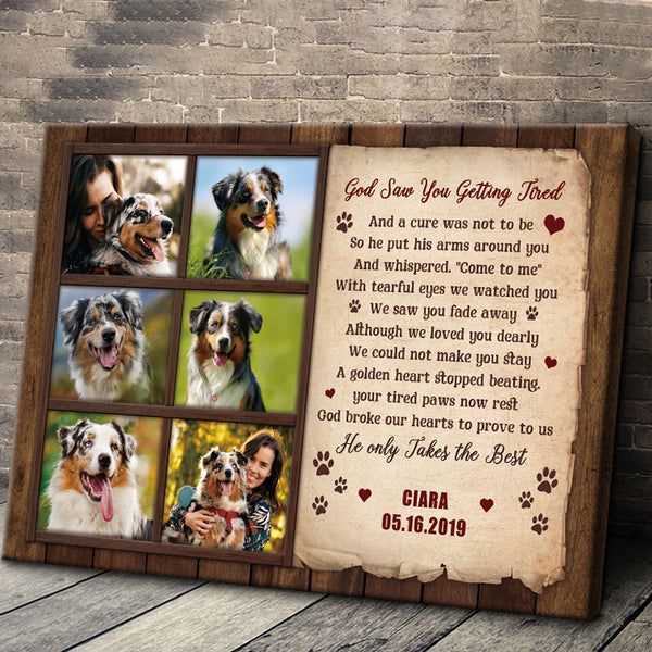 Custom Photo Personalized Custom Framed Canvas Wall Art God Only Takes The Best Pet Memorial Gifts