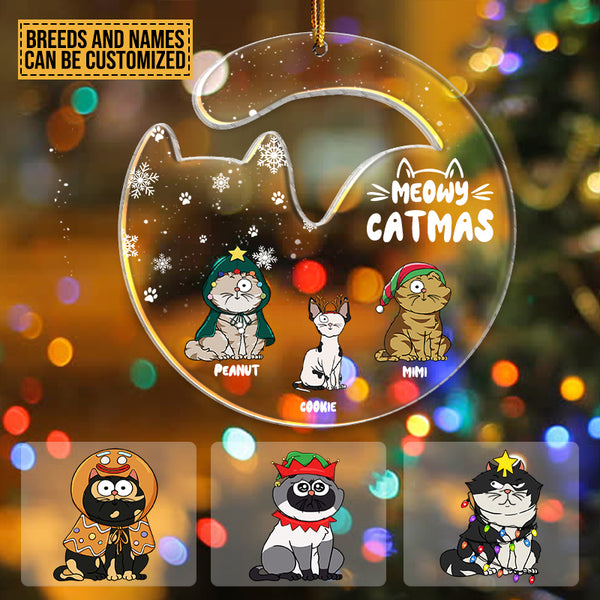 Merry Christmas Meowy Catmas - Gift For Pet Cat Lover - Personality Customized Ornament - Pet Ornament Cute Cat Gift