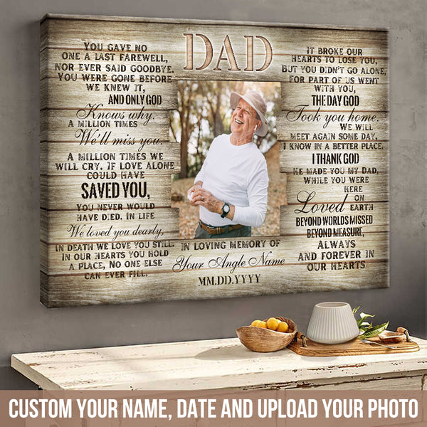 Custom Photo In Loving Memory Of Angel - Memorial Canvas - Unique Memorial Gifts Personalized Custom Canvas Wall Art