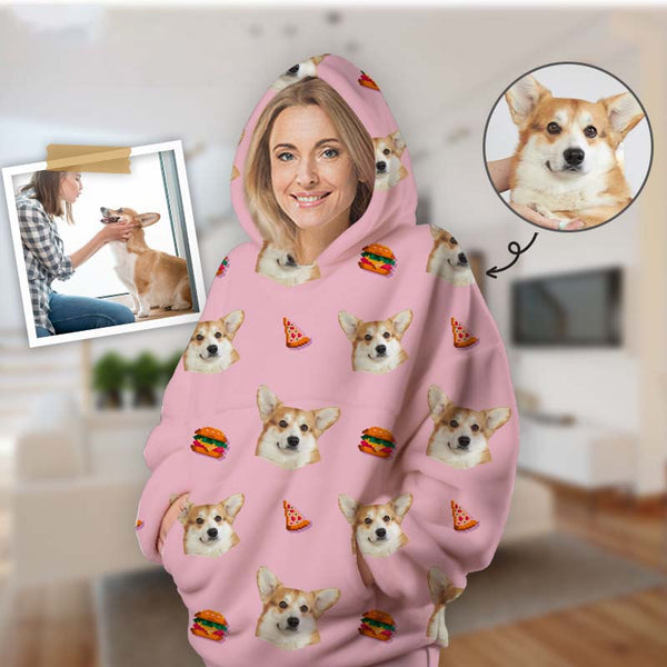 Woman And Her Dog - Personalized Oversized Blanket Hoodie - Birthday Mother's Day Gift For Dog Mom, Cat Mom