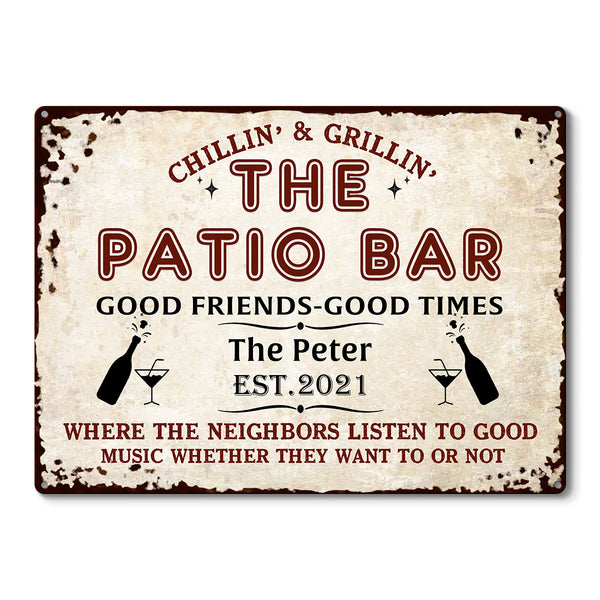 Personalized Patio Bar Grilling Red Listen To The Good Music Custom Classic Metal Signs
