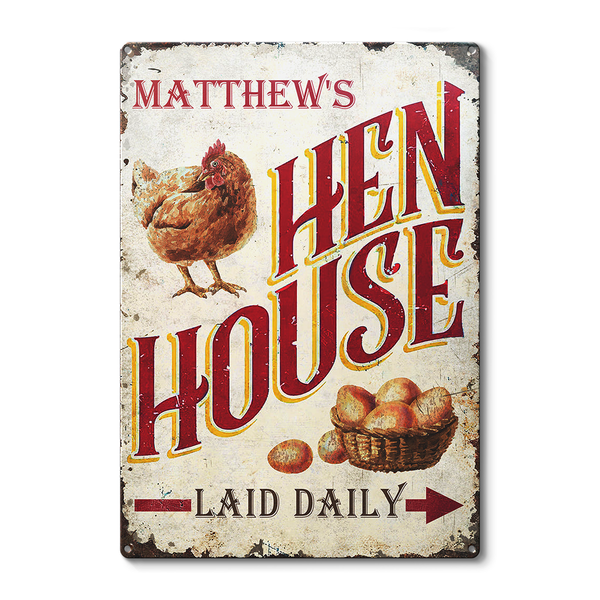 Personalized Chicken Hen House Daily Customized Classic Metal Signs, Chicken Signs