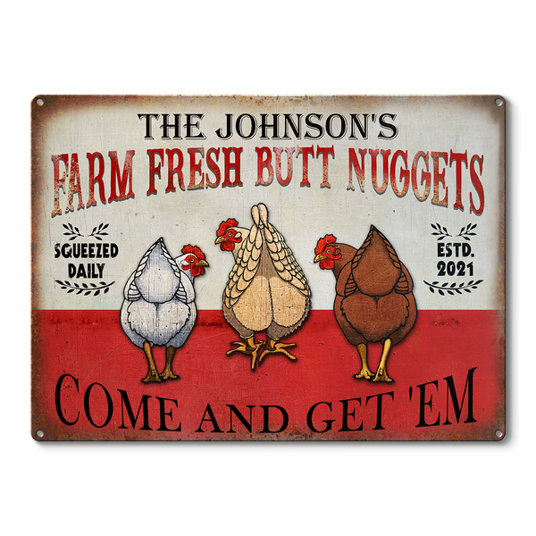 Personalized Chicken Nuggets Come Customized Classic Metal Signs, Chicken Signs