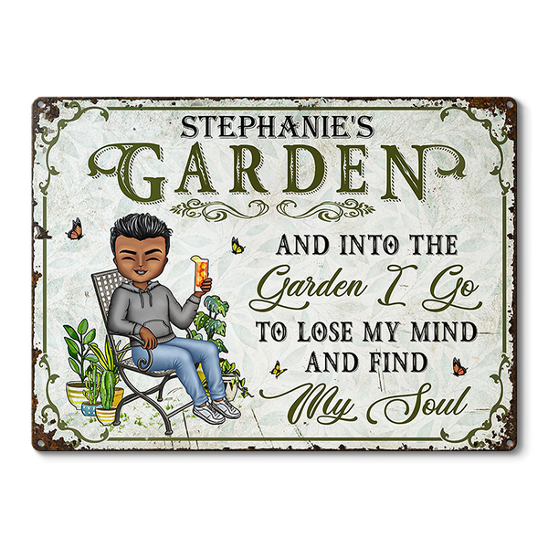 And Into The Garden I Go Gardening Gender - Garden Sign - Personalized Custom Classic Metal Signs
