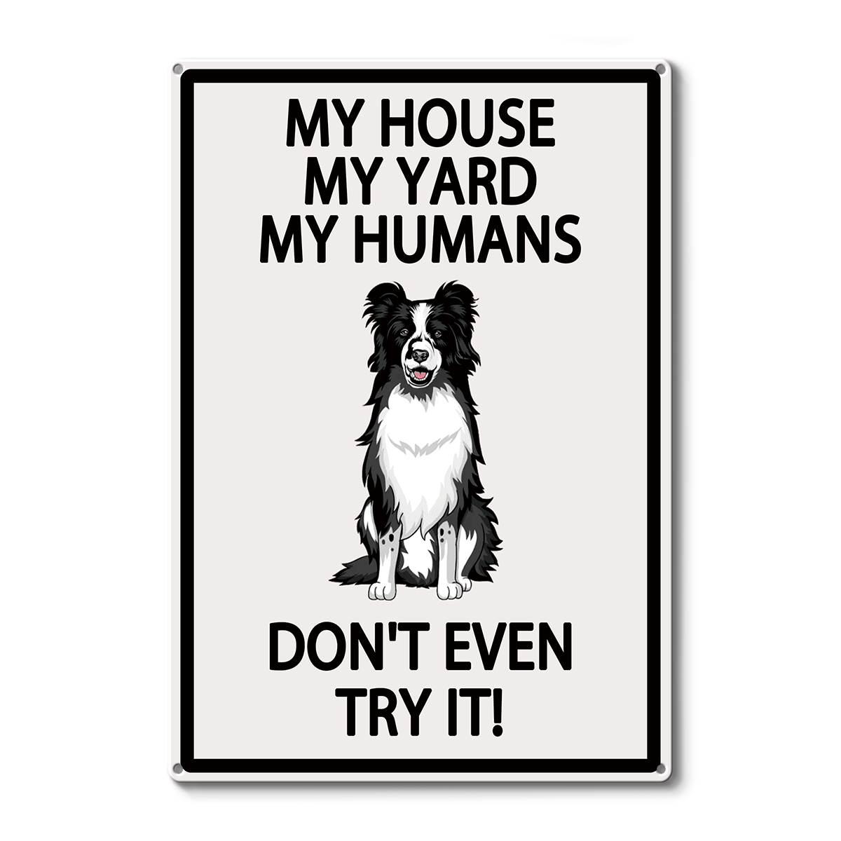 Targa In Latta Vintage Con Bassotto - My House My Yard My Humans - 20,3x30,5 Cm Per Parete - 4