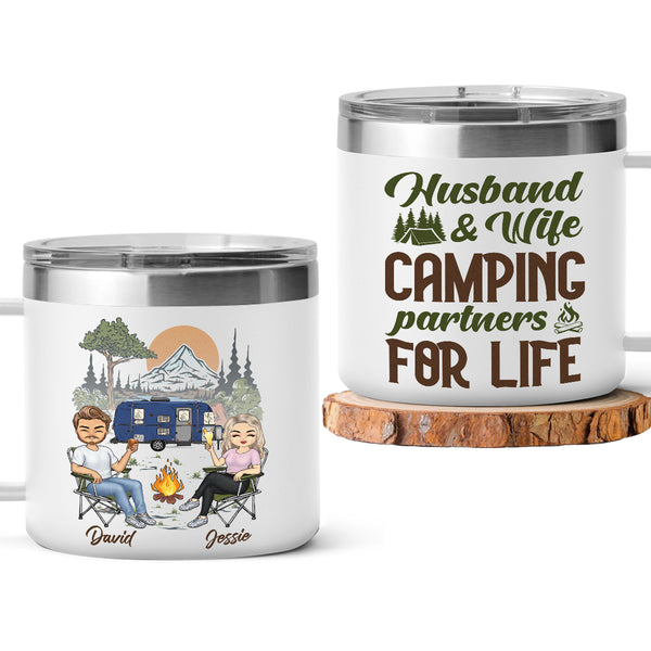 Husband Wife Camping For Life - Personalized 14oz Tumbler - Gift For Husband, Wife