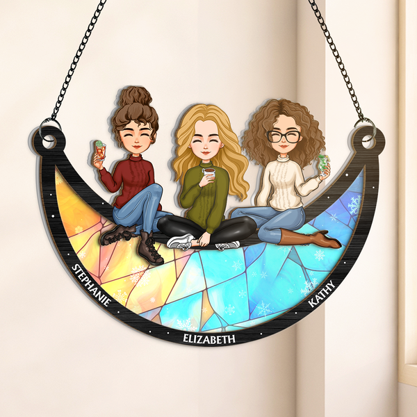 Bestie Moon - Customized Personalized Window Suncatcher Ornament - Christmas Gift For Bestie Best Friend Sister