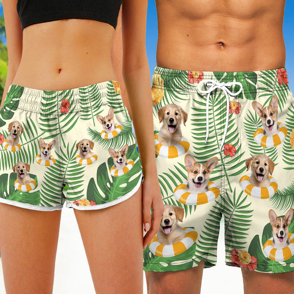 Custom Photo Aloha Dog Cat - Personality Customized Beach Shorts - Gift For Pet Lover