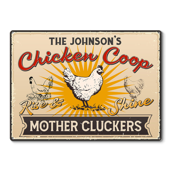 Personalized Farm Chicken Coop Rise And Shine Customized Metal Signs, Chicken Signs
