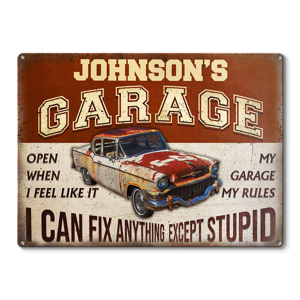 Garage Sign - Auto Mechanic Garage I Can Fix Anything Customized Classic Metal Signs