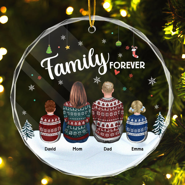 Snowy Family Forever - Personalized Glass Ornament - Christmas Gift For Family