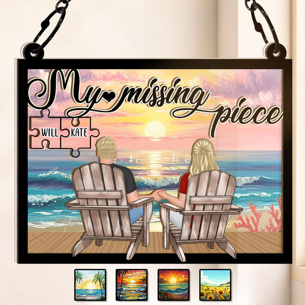 You Are My Missing Piece - Personalized Acrylic Window Suncatcher Ornament - Gift For Couple Husband Wife