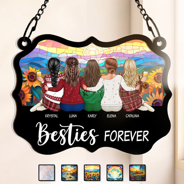 Life Is Better With Besties - Personalized Window Suncatcher Ornament - Gift For Besties Friends, BFF