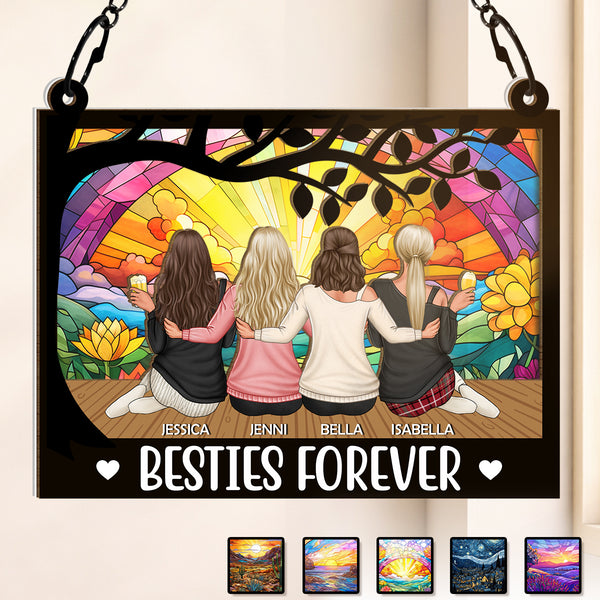 Besties Suncatcher Ornament - Personalized Acrylic Window Suncatcher Ornament - Gift For Sisters Besties