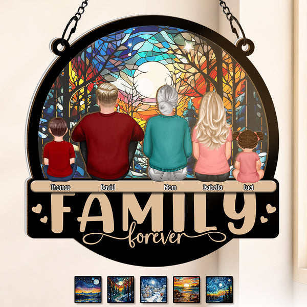 Family Sitting - Personalized Custom Window Ornament - Gift For Family Father Mother