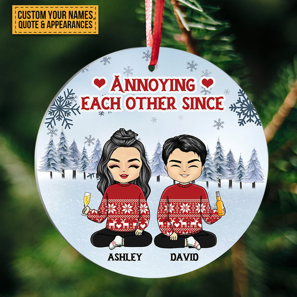 Personalized Acrylic Ornament Couple Sitting Christmas Gift For Him For Her - I Am Yours No Returns Or Refunds