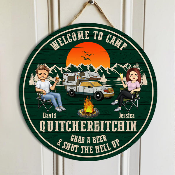 Welcome To Camp Couple - Personalized Classic Door Signs - Gift for Husband, Wife