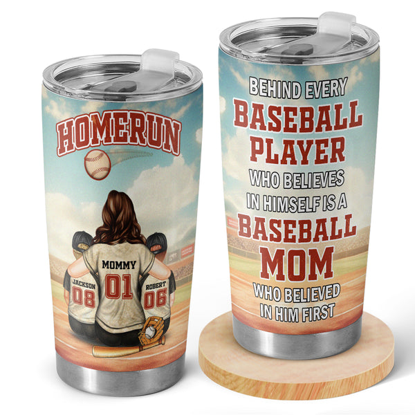 Baseball Mom Behind Every Baseball Player - Personalized Custom Tumbler - Gifts For Kids