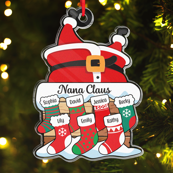 Nana Claus Papa Mama Daddy Christmas Stocking Family - Personalized Customized Ornament - Gifts For Family