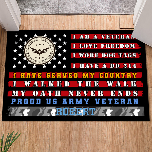 Veteran With Your Name - Customized Personalized Doormat - Gift For Dad Father's Day Gift