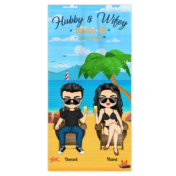Hubby & Wifey Season - Beach Towel - Gift For Couple Personalized Custom Beach Towel