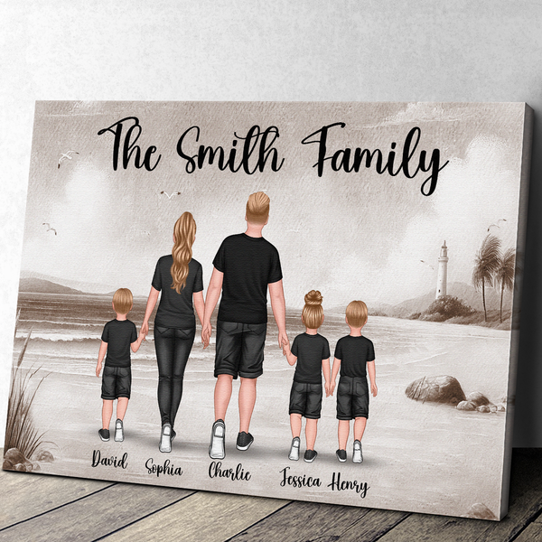 Beach View Family Gift - Personalized Customized Canvas - Warm Home Decoration For Family