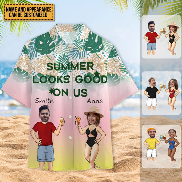 Custom Photo - Summer Looks Good On Us - Customized Gift - Personalized Customized Hawaiian shirt - Gift For Couple