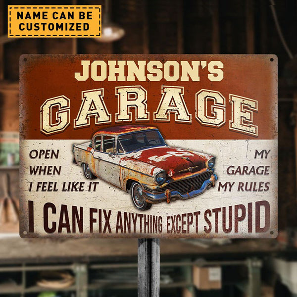 Garage Sign - Auto Mechanic Garage I Can Fix Anything Customized Classic Metal Signs