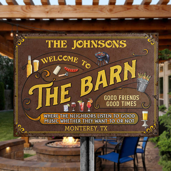 Personalized Barn Listen To The Good Music Custom Classic Metal Signs