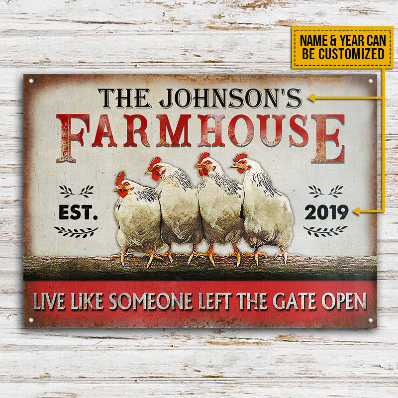 Personalized Chicken Farmhouse The Gate Open Customized Classic Metal Signs-Metal Sign-Thesunnyzone