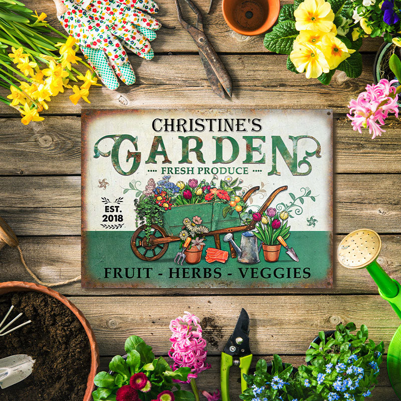 Personalized Garden Fresh Produce Plant Smiles Grow Love Vintage Customized Classic Metal Signs-Metal Sign-Thesunnyzone